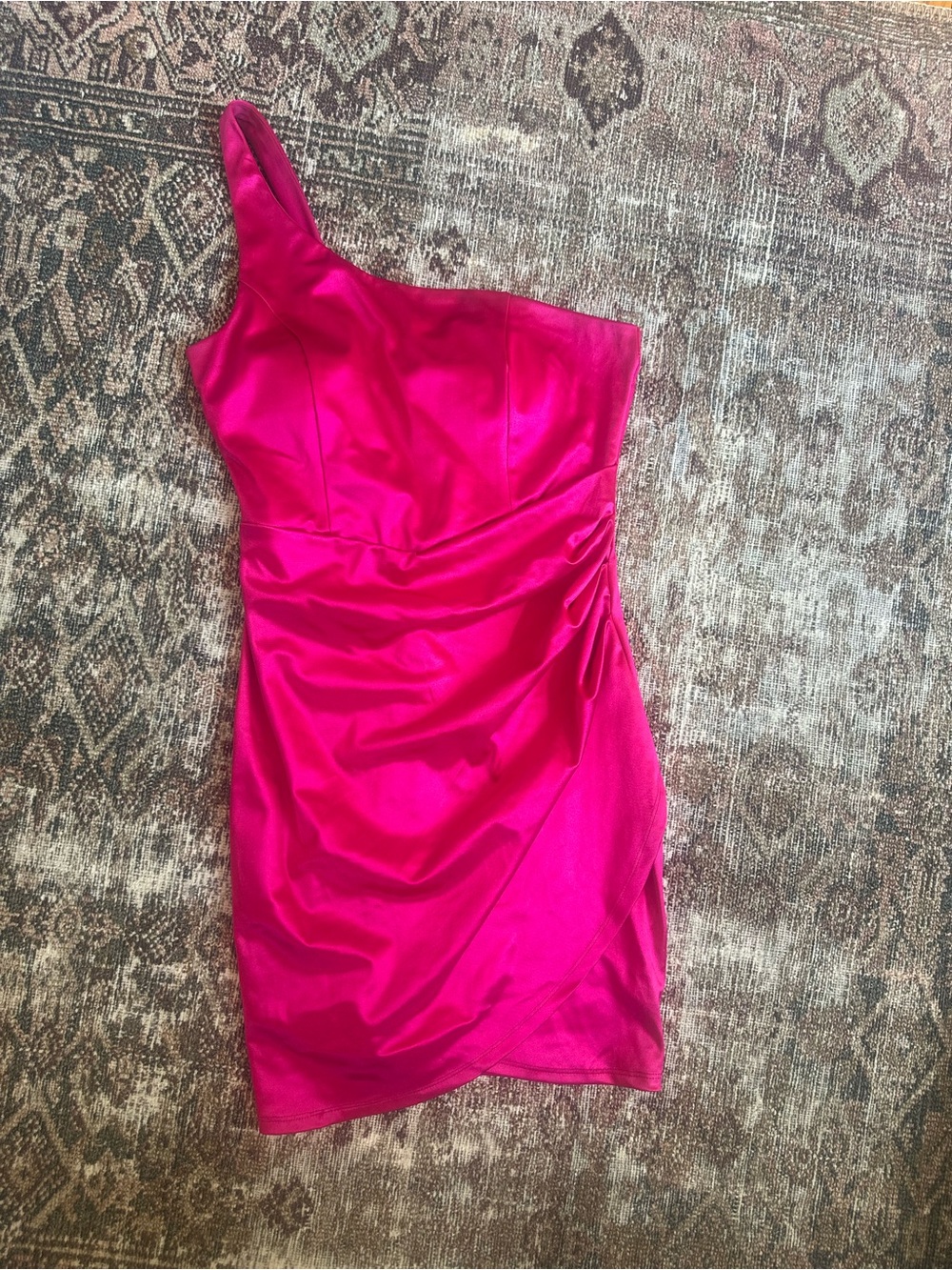 One-Shoulder Fuchsia Cocktail Dress Medium